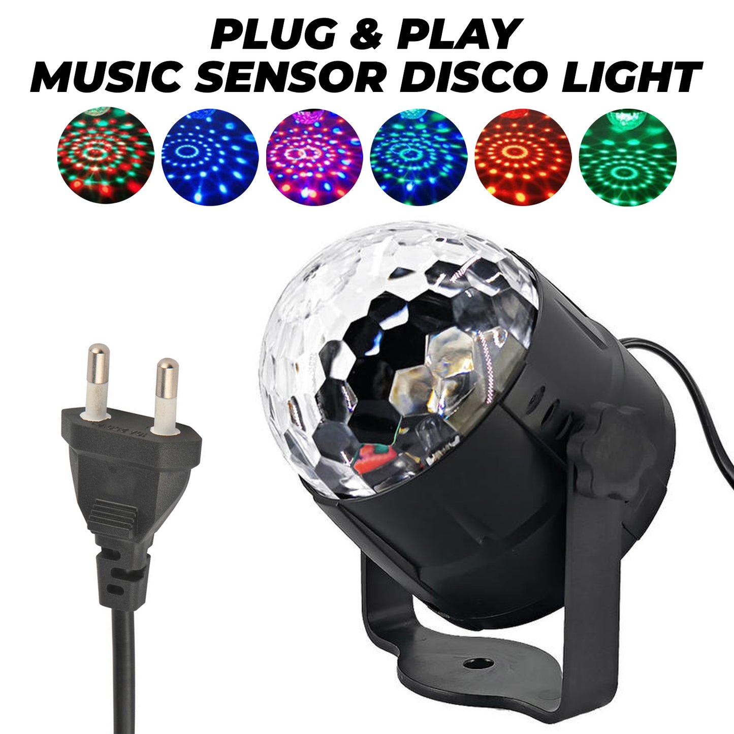 WRADER RGB DISCO DJ Projection Light with 7 Color Modes Sound Activated Party DJ Light With Remote Single Disco Ball