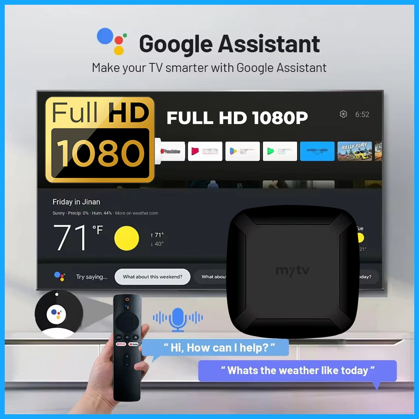 My tv Full HD 1080p Smart Android TV Set-Top Box with Built-in Chromecast & Google Assistant