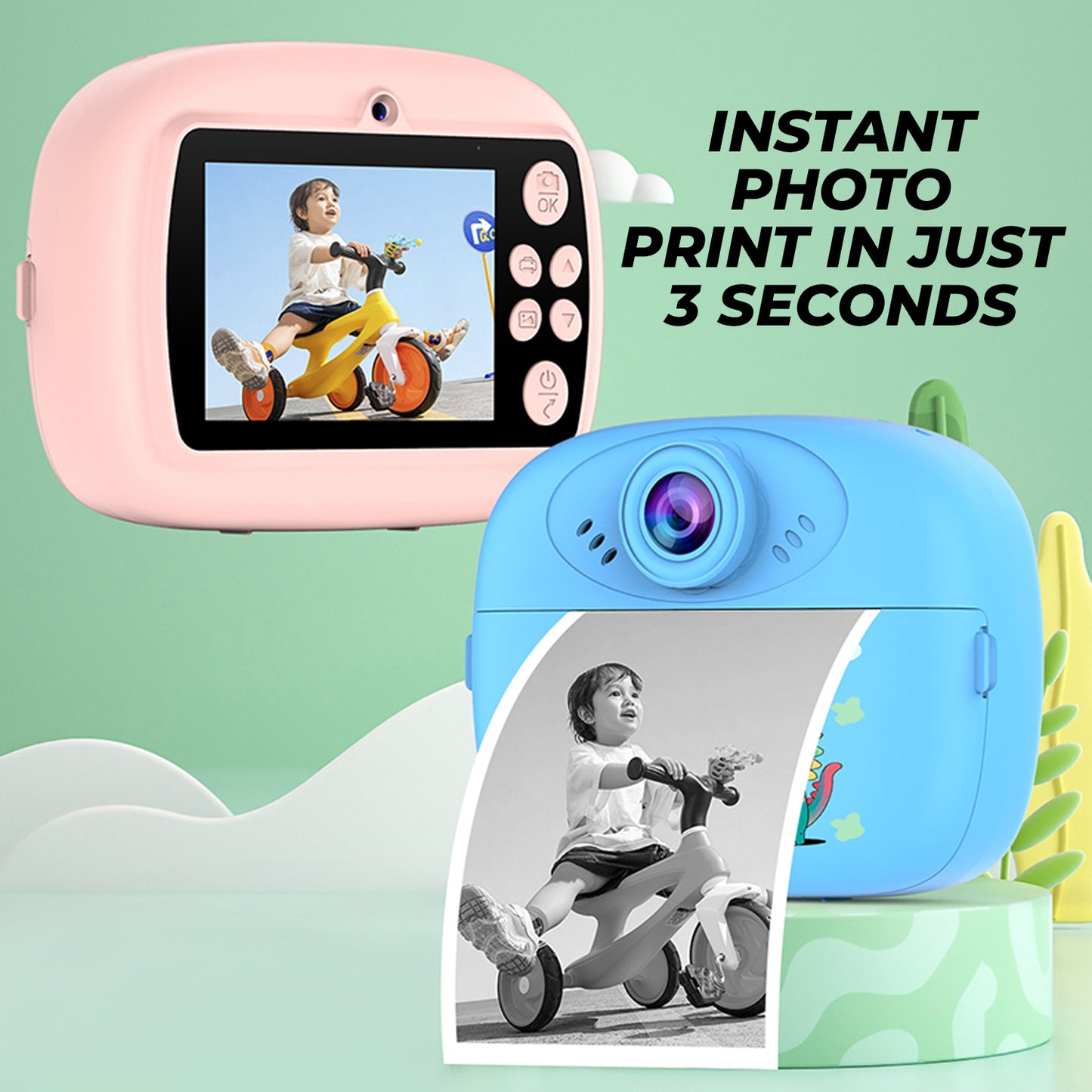 Kids Instant Print Digital Camera | Dual Front & Rear Camera Printer for Gift | Best gift for kids