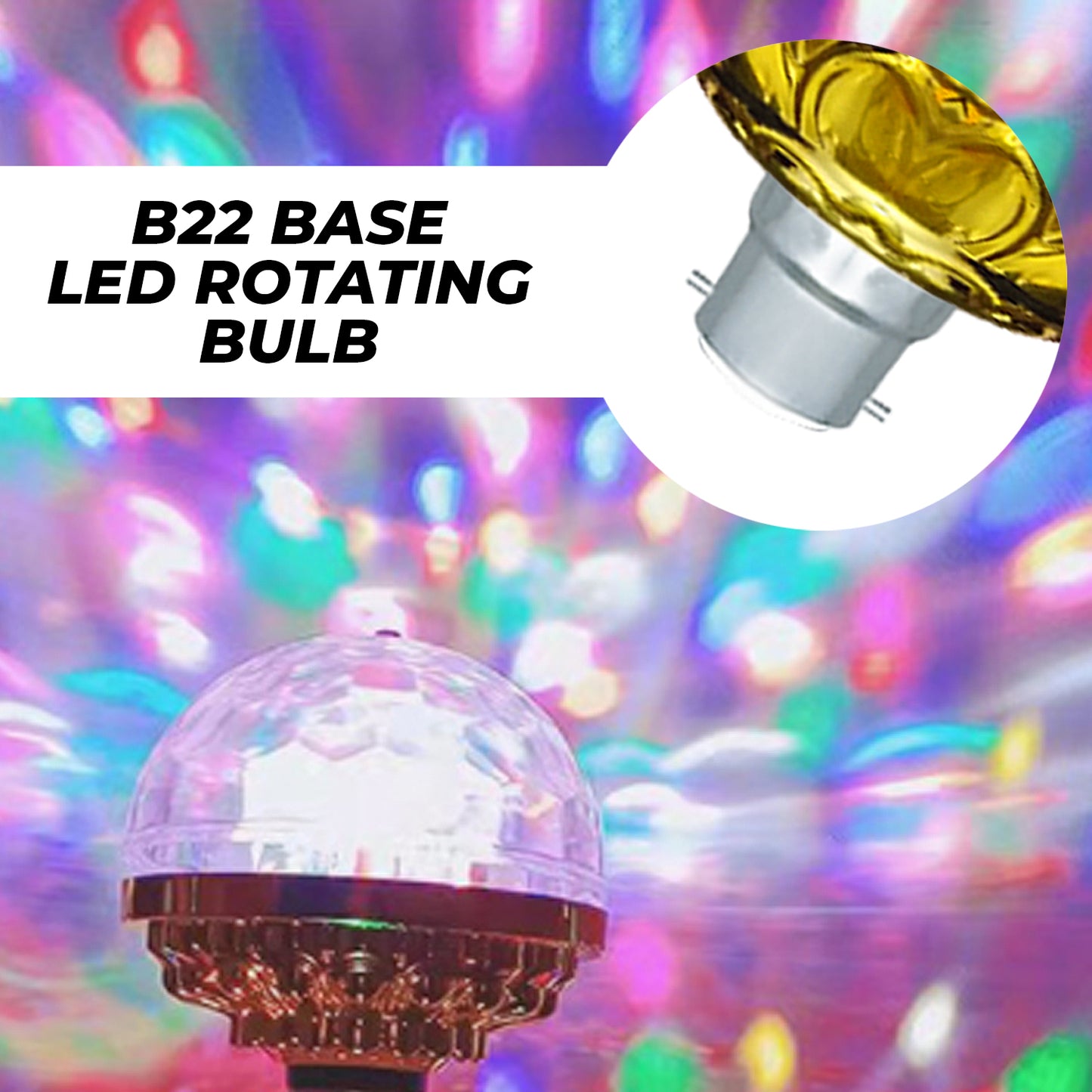 WRADER Golden Jumbo Bullb Dj Bulb with Strobe Effect 360 Degree Rotating LED Disco Bulb Single Disco Ball (Ball Diameter: 7 cm)