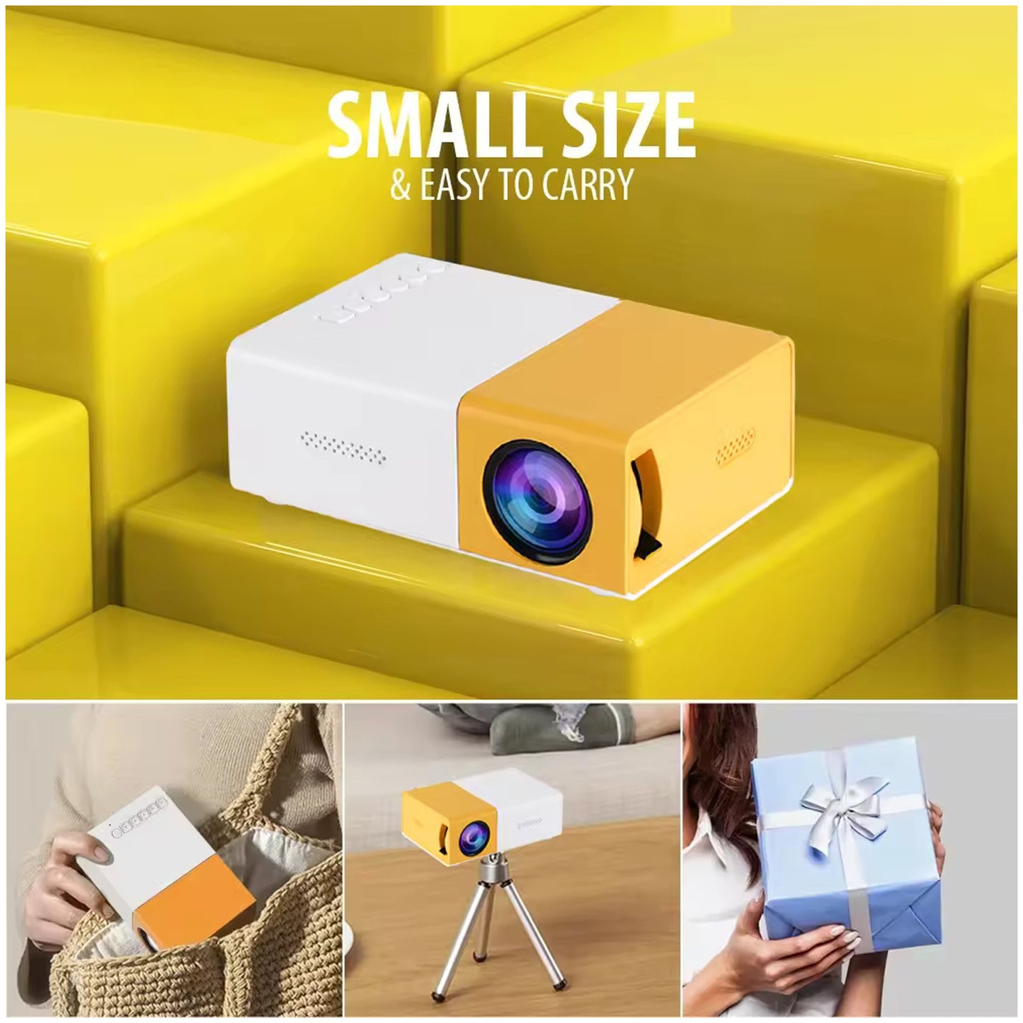 Portable Full HD Multimedia Projector For Home Office Smart 3D LED LCD Mini Projector