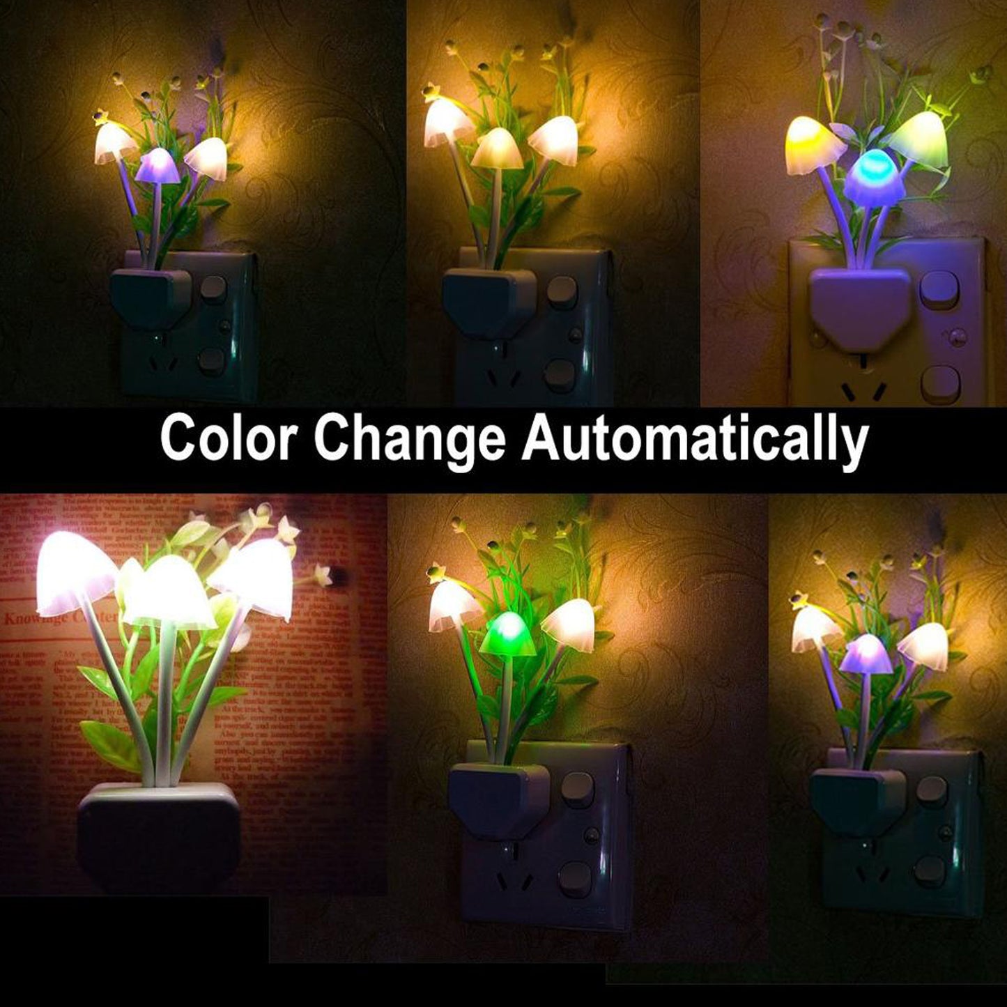 WRADER 7 Colors Changing Sensor LED Mushroom Light Flower Light for Bedroom Home Décor Hall Night Lamp