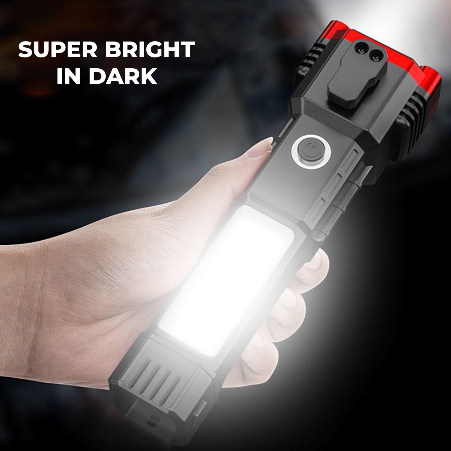WRADER Safety Car Rescue LED Torch Light, Flashlight COB LED Light with Powerbank Hammer Torch
