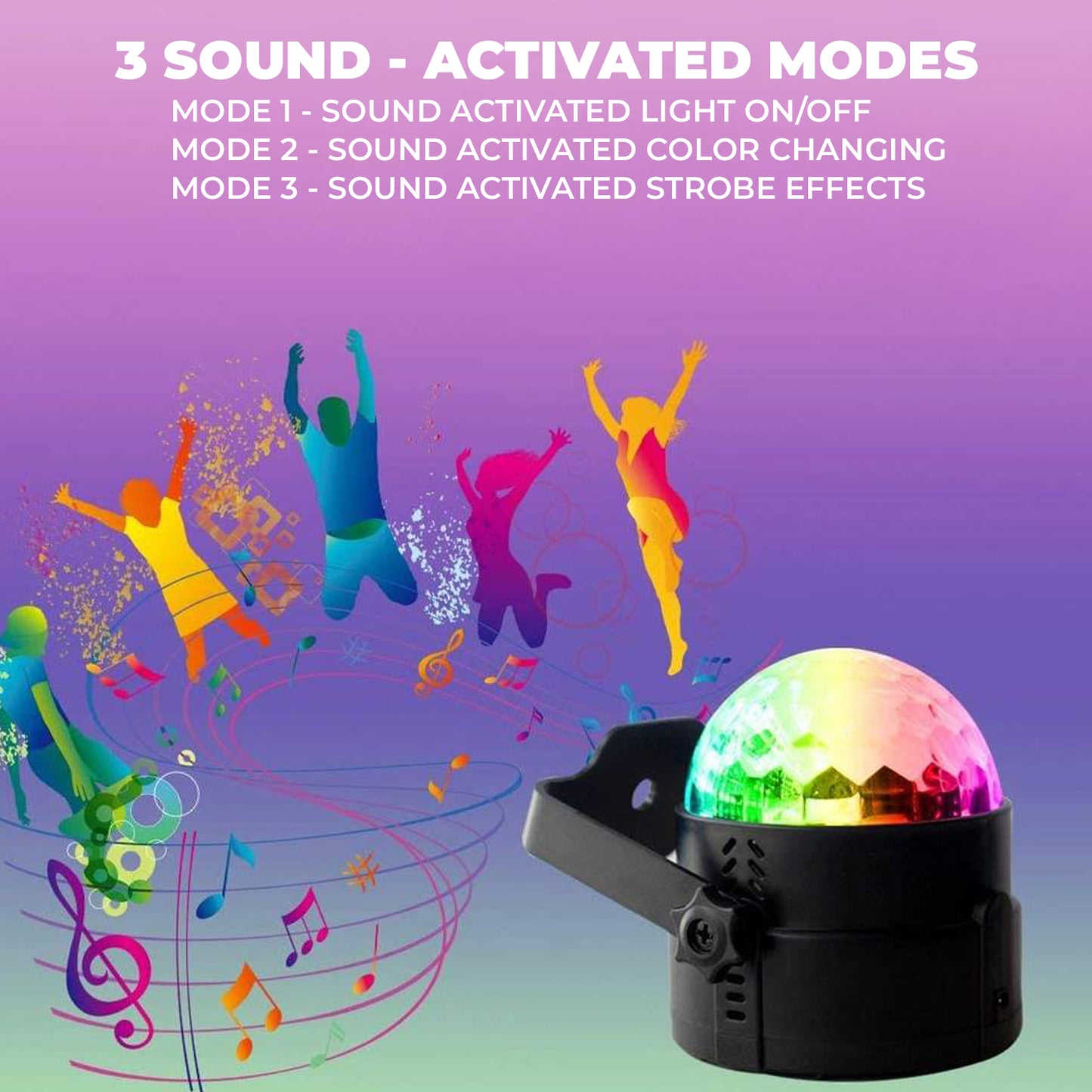 WRADER RGB DISCO DJ Projection Light with 7 Color Modes Sound Activated Party DJ Light With Remote Single Disco Ball