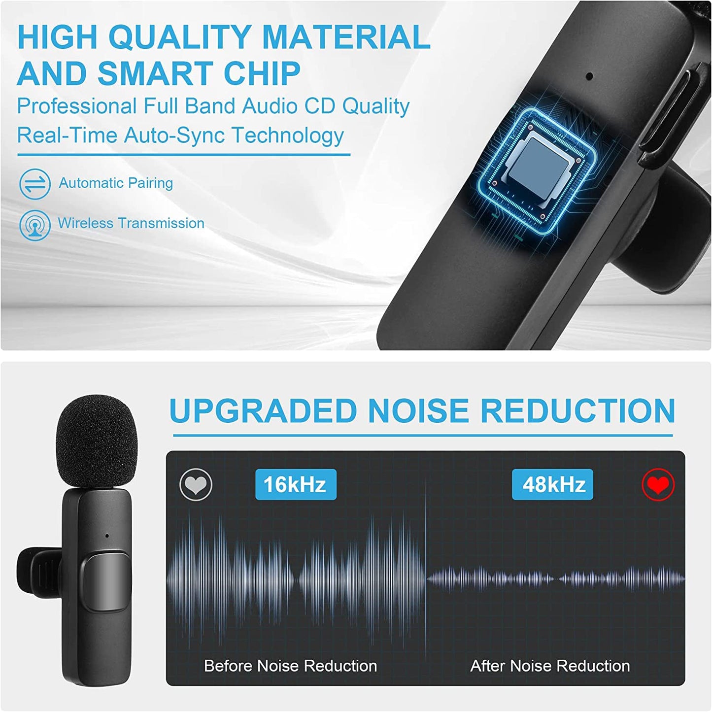 WRADER Dual User K9 Youtube Wireless Microphone for Video Recording Podcast ASMR Vlog Microphone