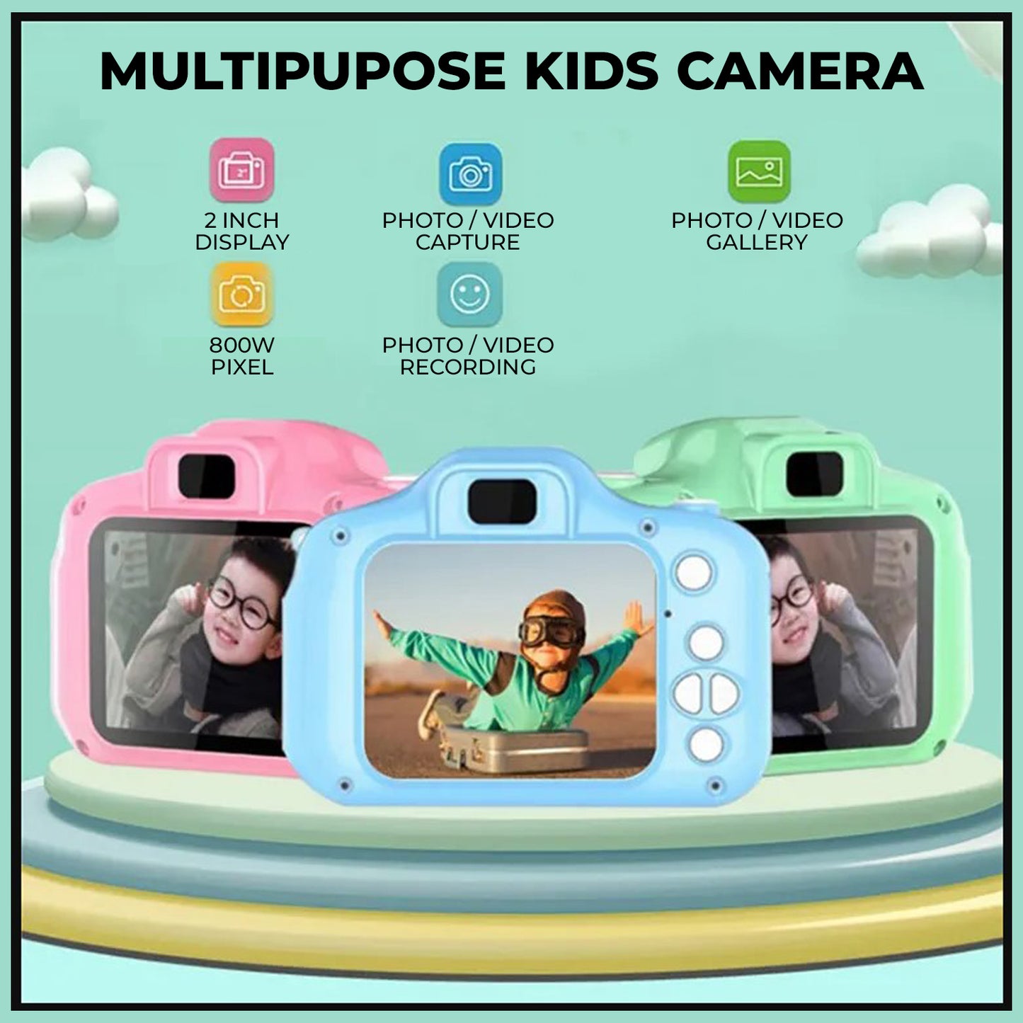 Digital Camera for Kids | 2024 Best Gift For Children's Kids Face Recognition Focus HD 1080p Video Toddler Camcorder