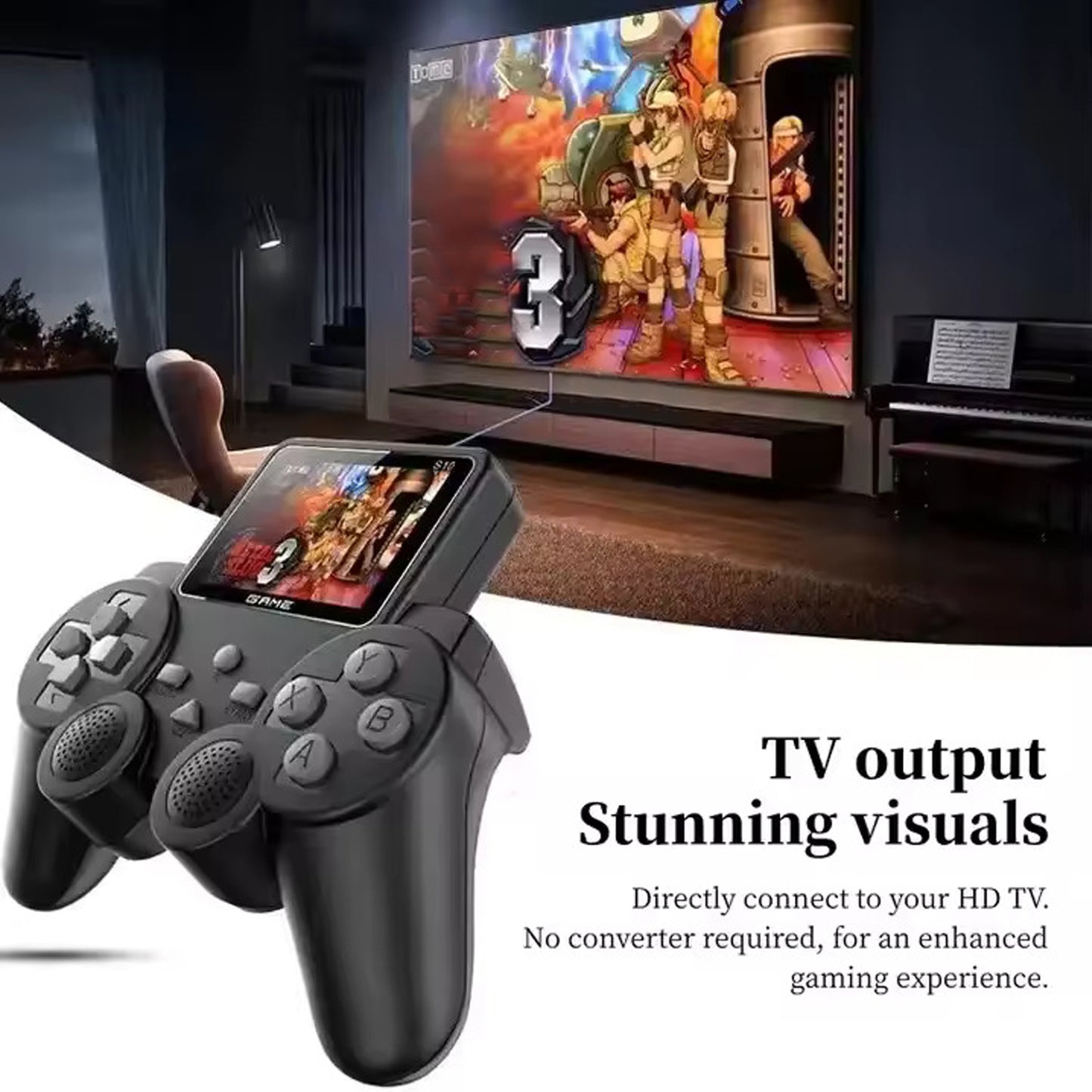 S10 Classic Video Game Controller View Retro Console with AV Cable for TV with 520 Games like Contra, Super Mario, Angry Bird, Adventure Battle