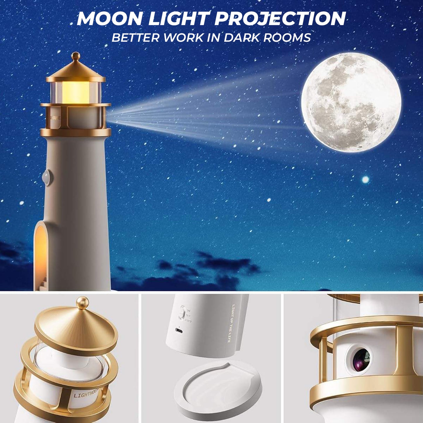 Moon Light House Projection Lamp with Remote