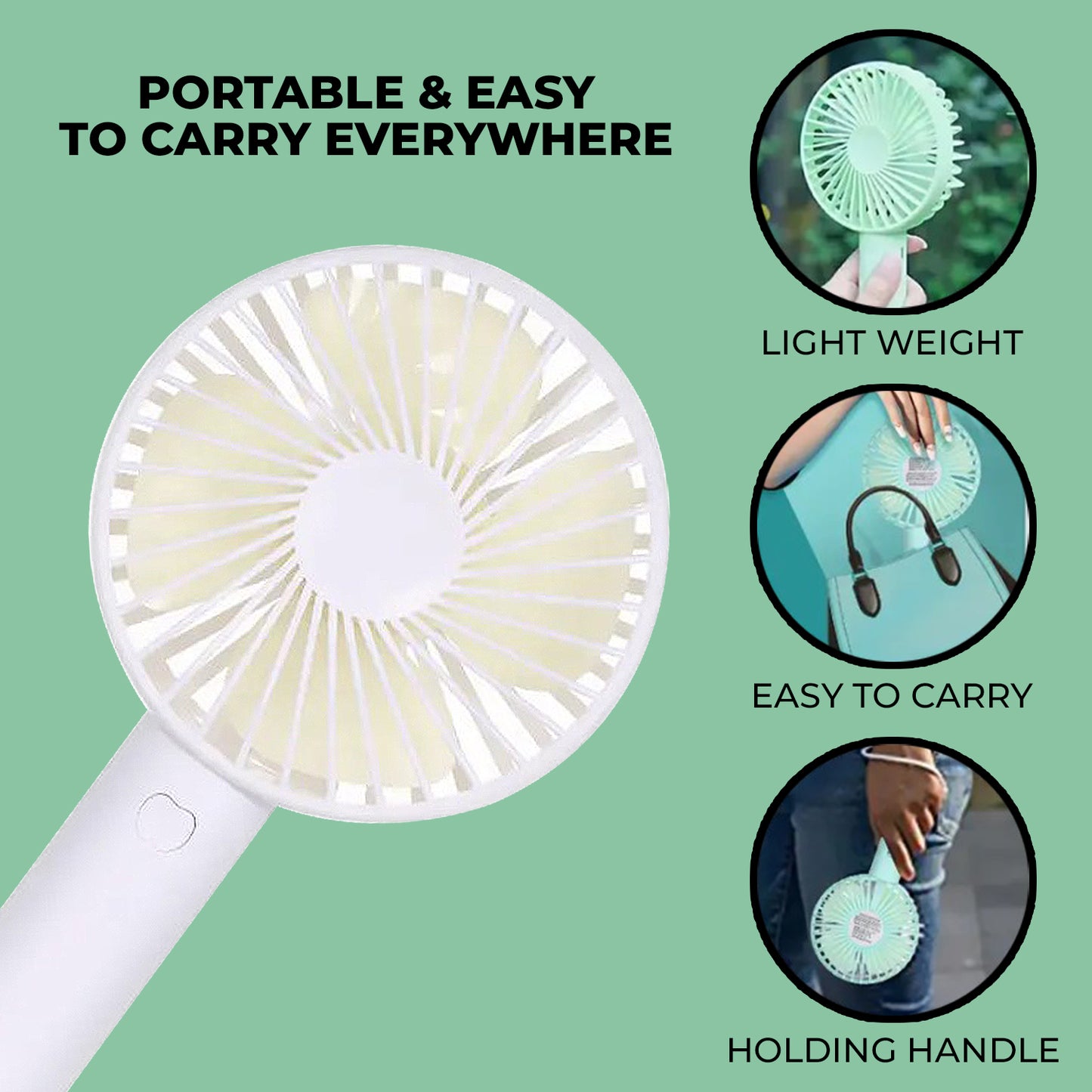 USB Rechargeable Portable Mini Hand Fan, USB Hand Fan with 3 Air Speed Modes USB Fan for Table Desktop Makeup USB Fan, Rechargeable Fan