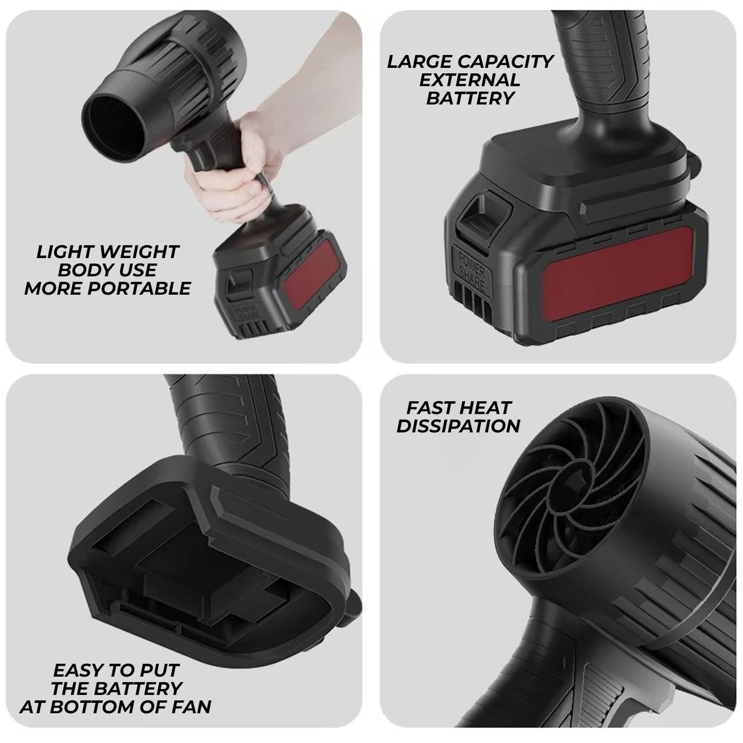 High-Speed Turbo Jet Fan for Cleaning | Powerful Cordless Air Duster | Rechargeable Handheld Blower for Car Interior, Keyboard, Electronics & Dust Removal