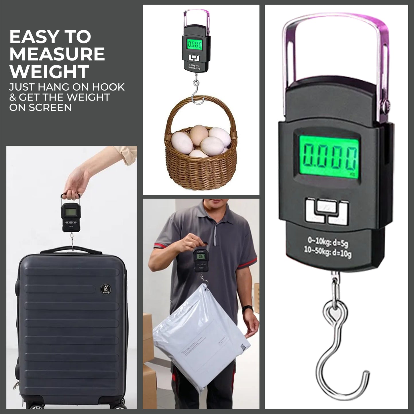 Multi Purpose Fish Hook Weighing Machine with Display for Luggage Weight Machine Upto 50Kg Hook Weighing Scale