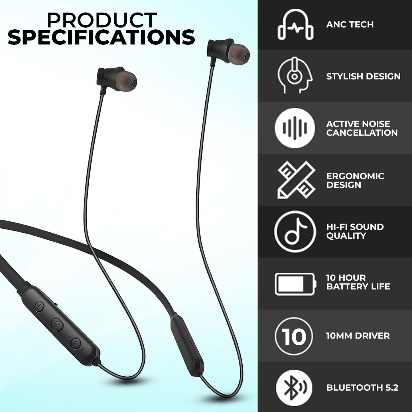 WRADER BT JAZZ Wireless Sports Bluetooth Neckband with Mic for All Smartphone Android & iPhone Gaming Headset