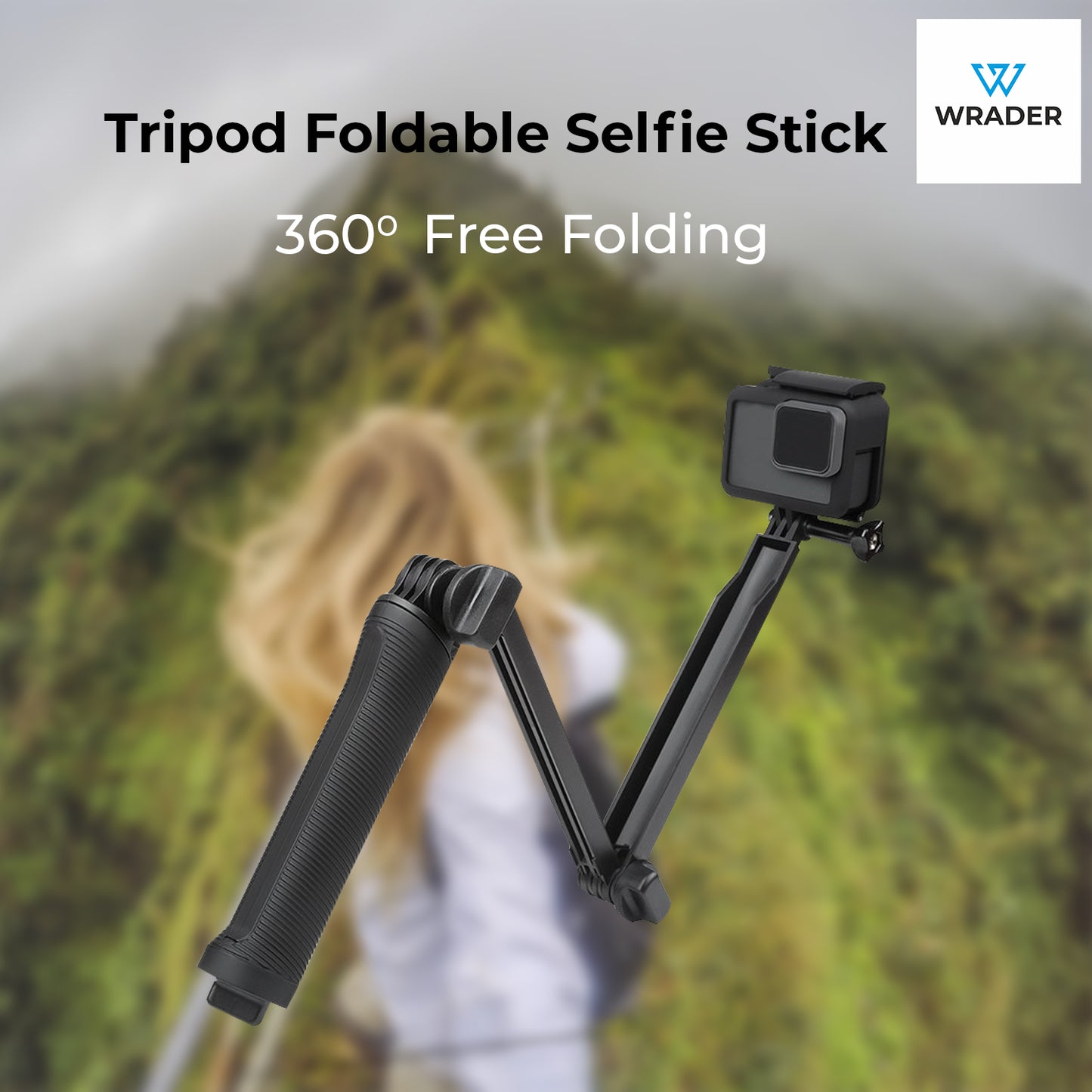 3-Way Grip Tripod, Go Pro Action Camera Tripod Hand Grip Extension Pole Monopod Kit