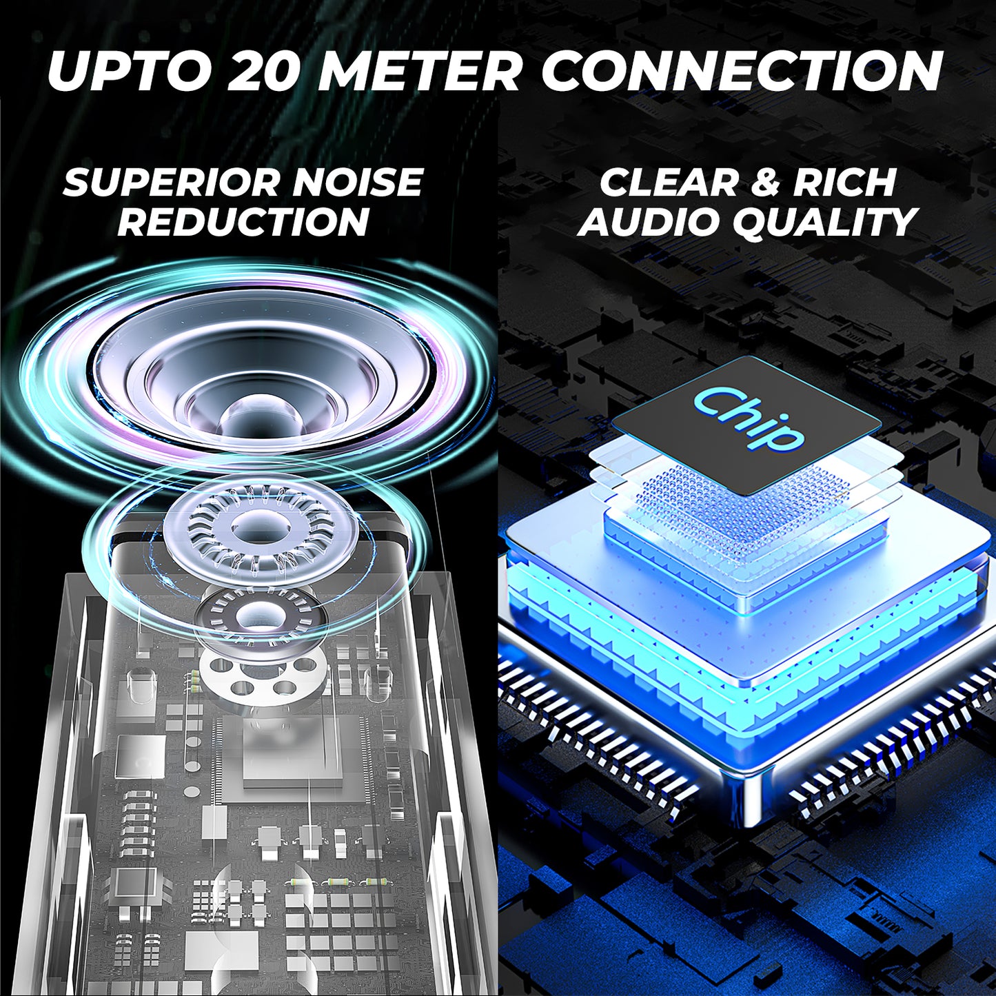 Wrader Q8 Wireless Microphone | Dual Mic Set with Noise Cancellation & Charging Case with Digital Display