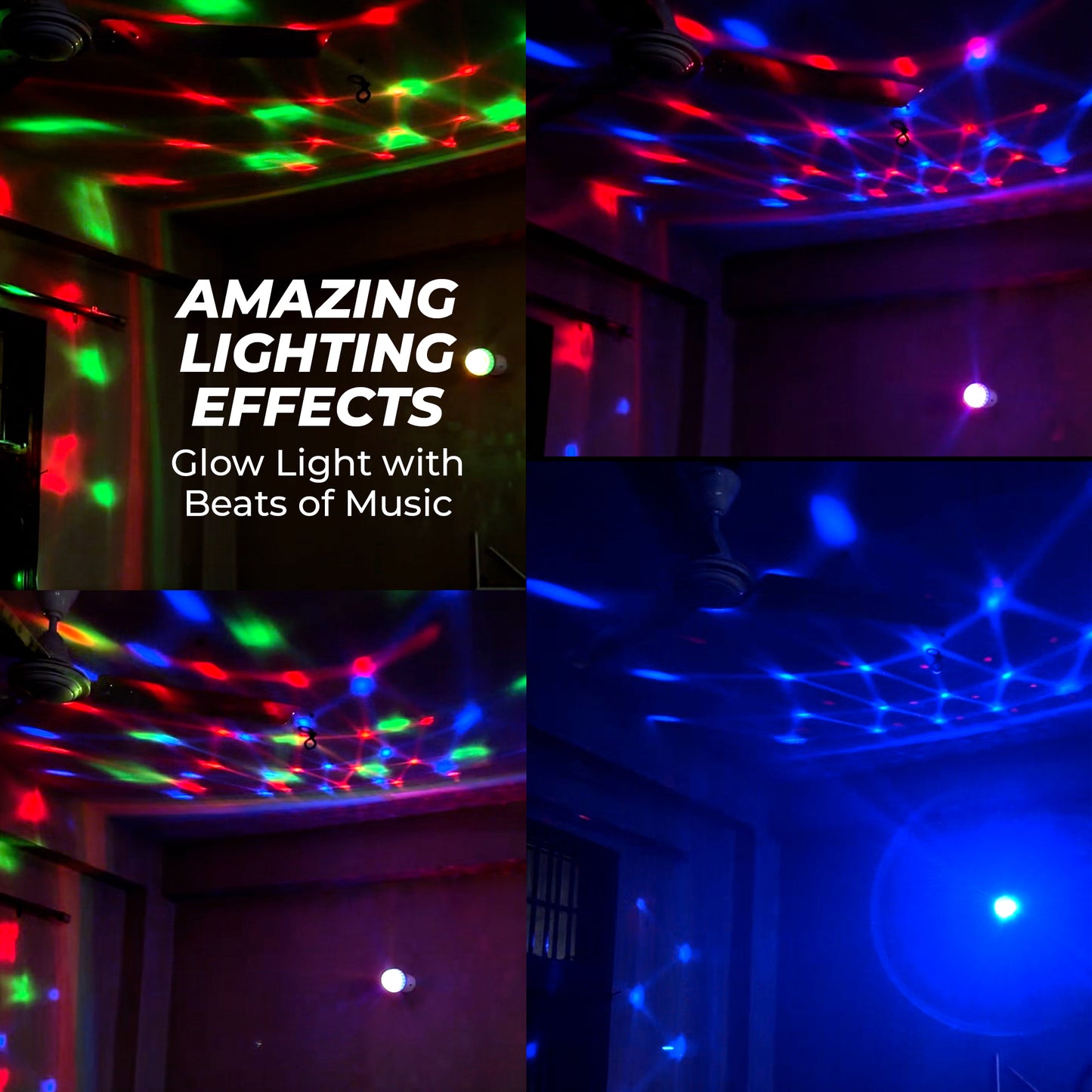 WRADER Bluetooth 360 Degree Rotating DISCO Bulb with Speaker DJ LED Music Bulb for Party Parties