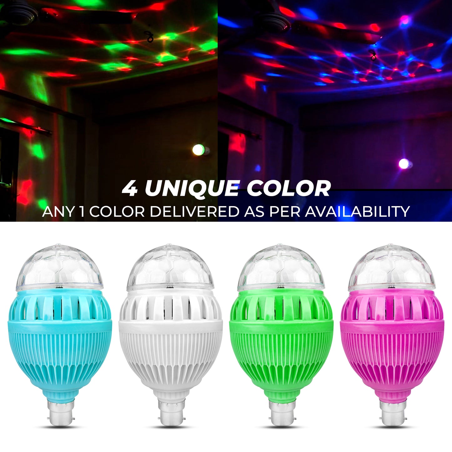 WRADER Bluetooth 360 Degree Rotating DISCO Bulb with Speaker DJ LED Music Bulb for Party Parties