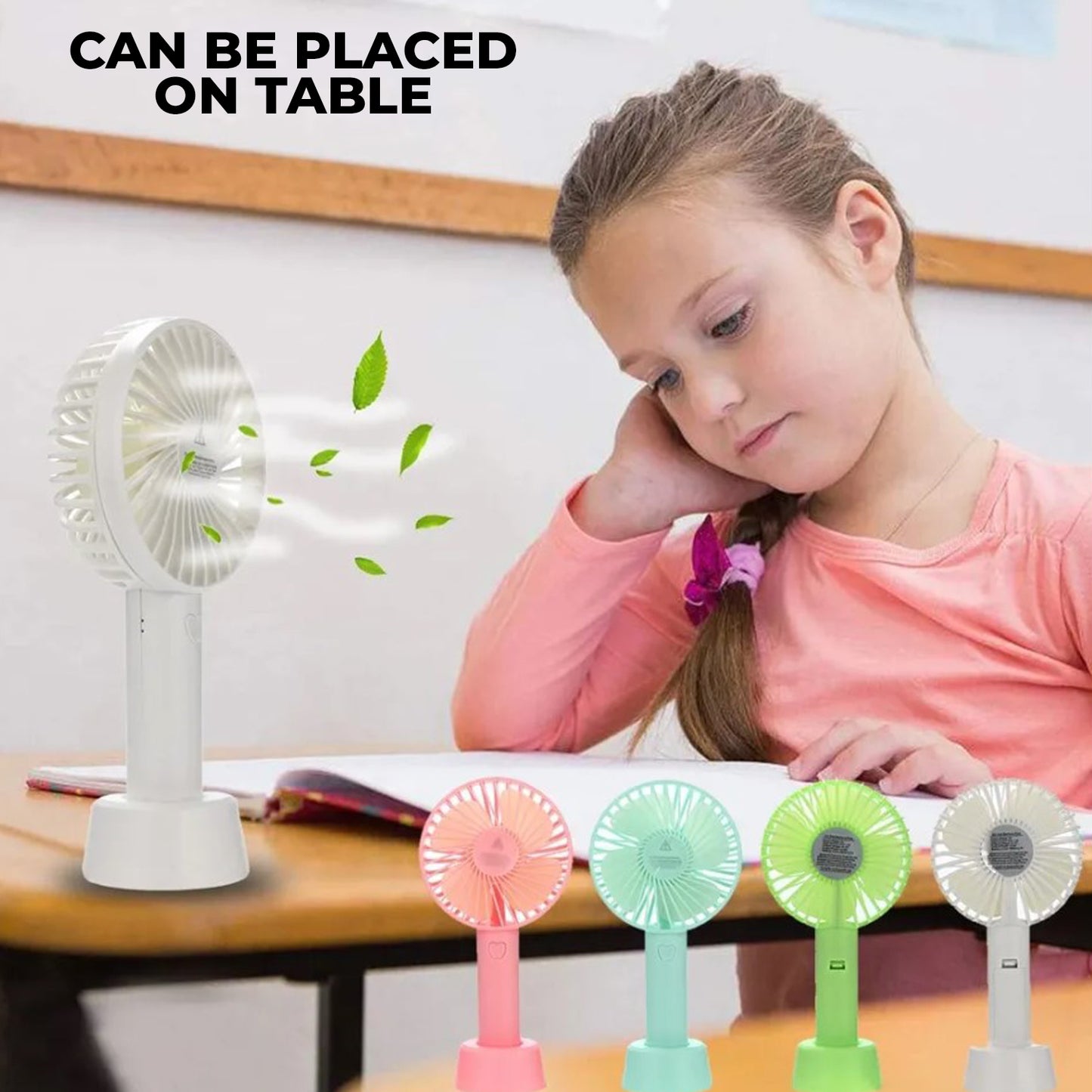 USB Rechargeable Portable Mini Hand Fan, USB Hand Fan with 3 Air Speed Modes USB Fan for Table Desktop Makeup USB Fan, Rechargeable Fan