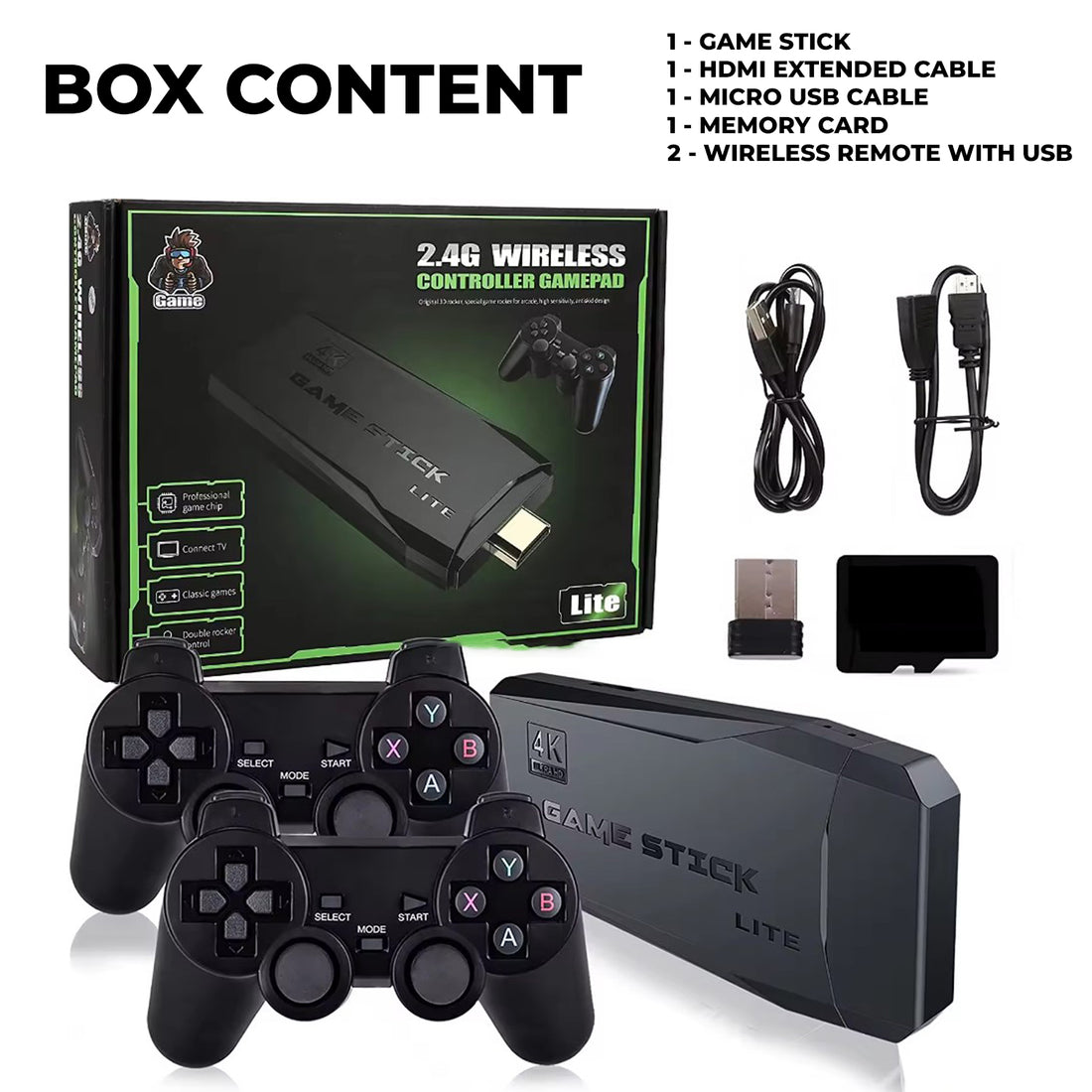 2.4g Wireless Controller Gamepad Retro Video Game 64gb Consoles 4K HD ...