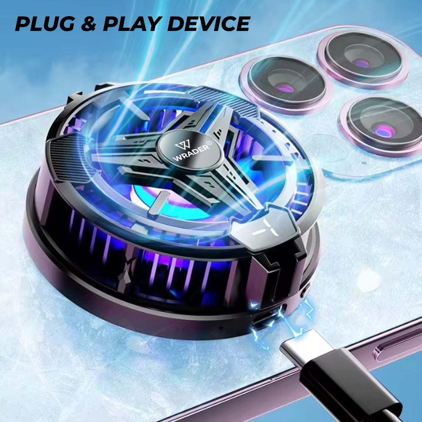 Wrader SL10 RGB Mobile Fan -3°C Cooling, Digital Display, Magnetic Mount, 2 Clips for Android