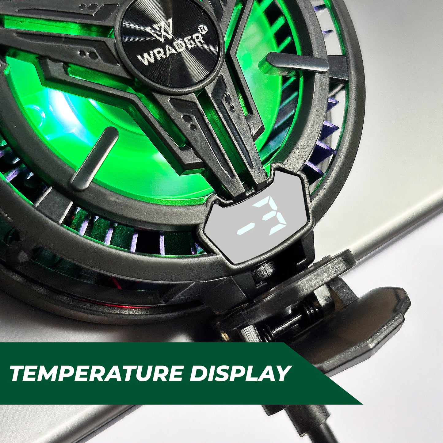 Wrader SL10 RGB Mobile Fan -3°C Cooling, Digital Display, Magnetic Mount, 2 Clips for Android